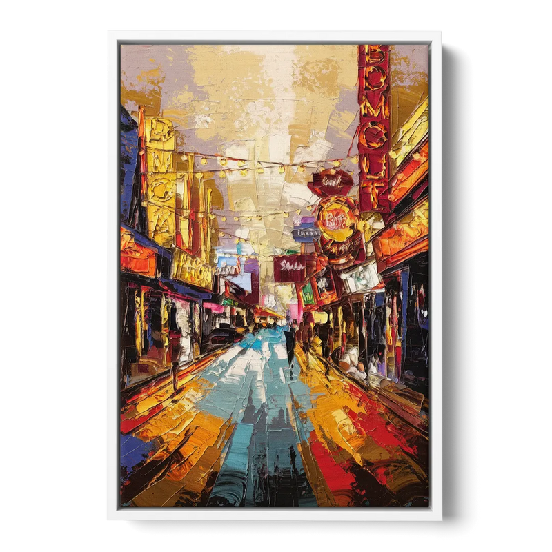 Las Vegas Fremont Street Front - White Canvas Wall Art