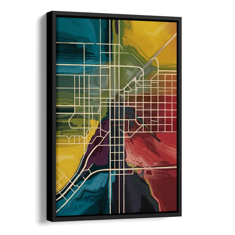 Las Vegas Map Design Side - Black Canvas Wall Art