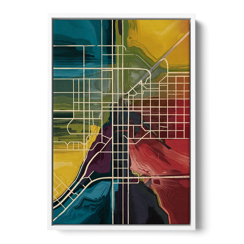 Las Vegas Map Design Front - White Canvas Wall Art