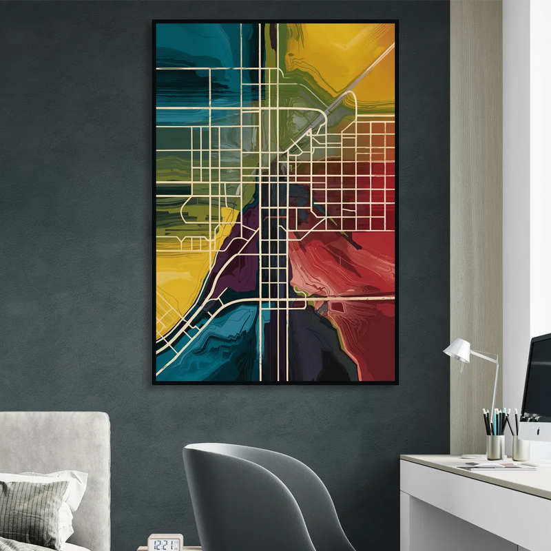 Las Vegas Map Design Living Room - Black Canvas Wall Art