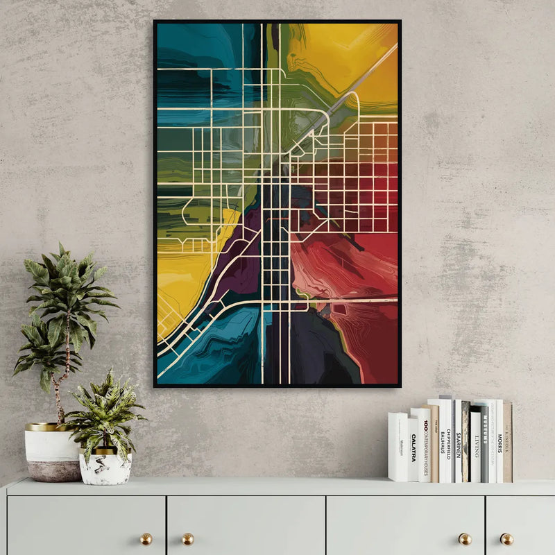 Las Vegas Map Design Sitting Room - Black Canvas Wall Art