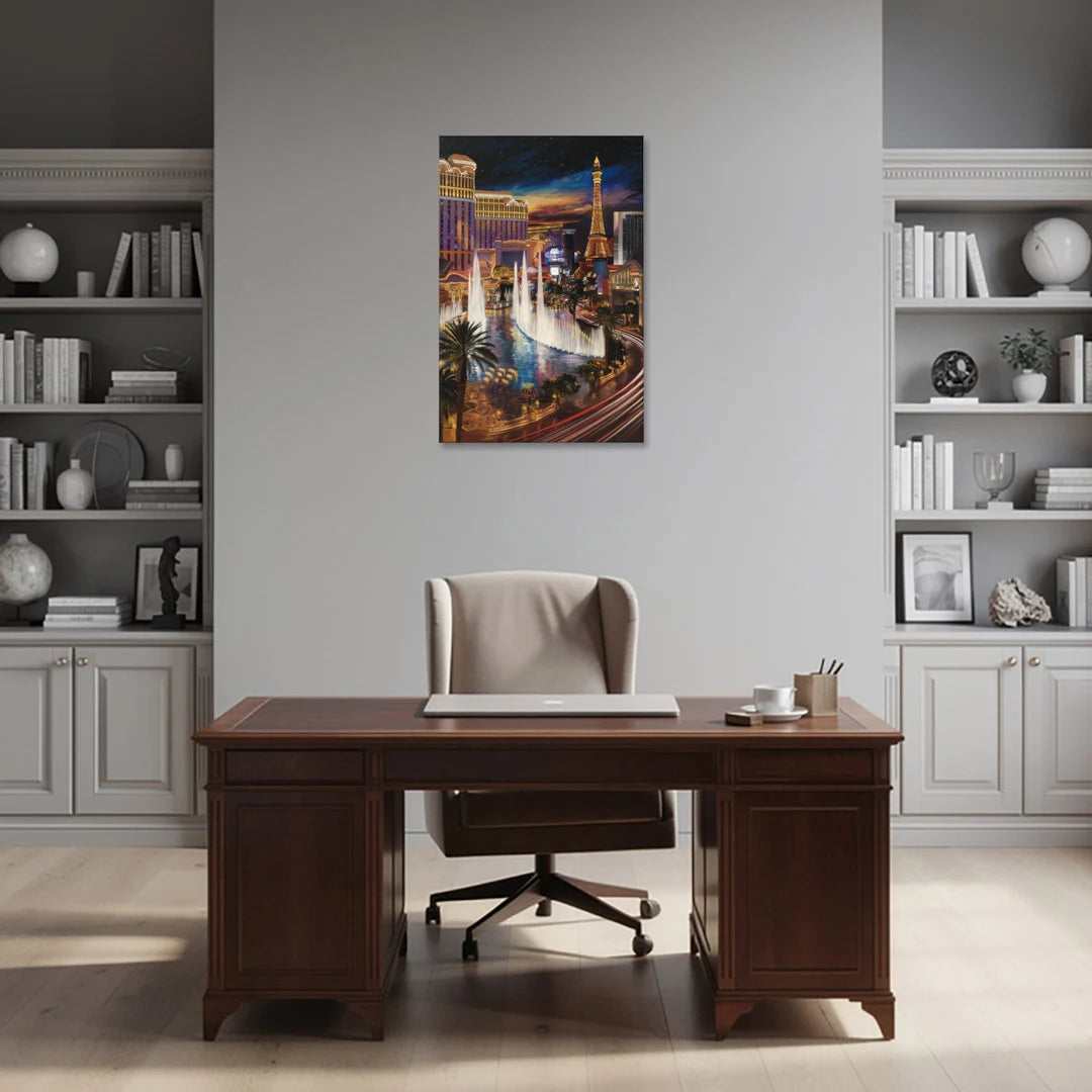 Las Vegas Nightscape - Canvas Wall Art - Office - 24x36
