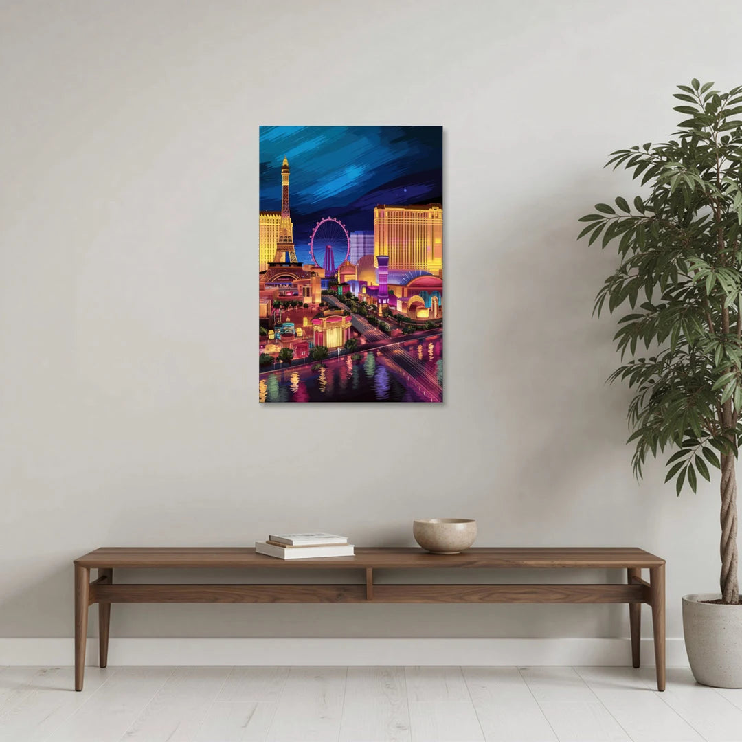 Las Vegas Skyline Panorama - Canvas Wall Art - Coffee Table - 24x36