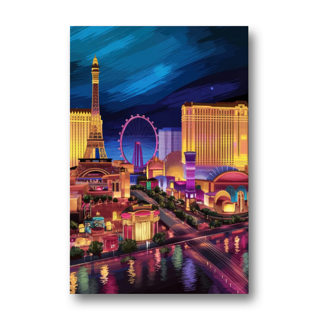 Las Vegas Skyline Panorama - Canvas Wall Art - Front