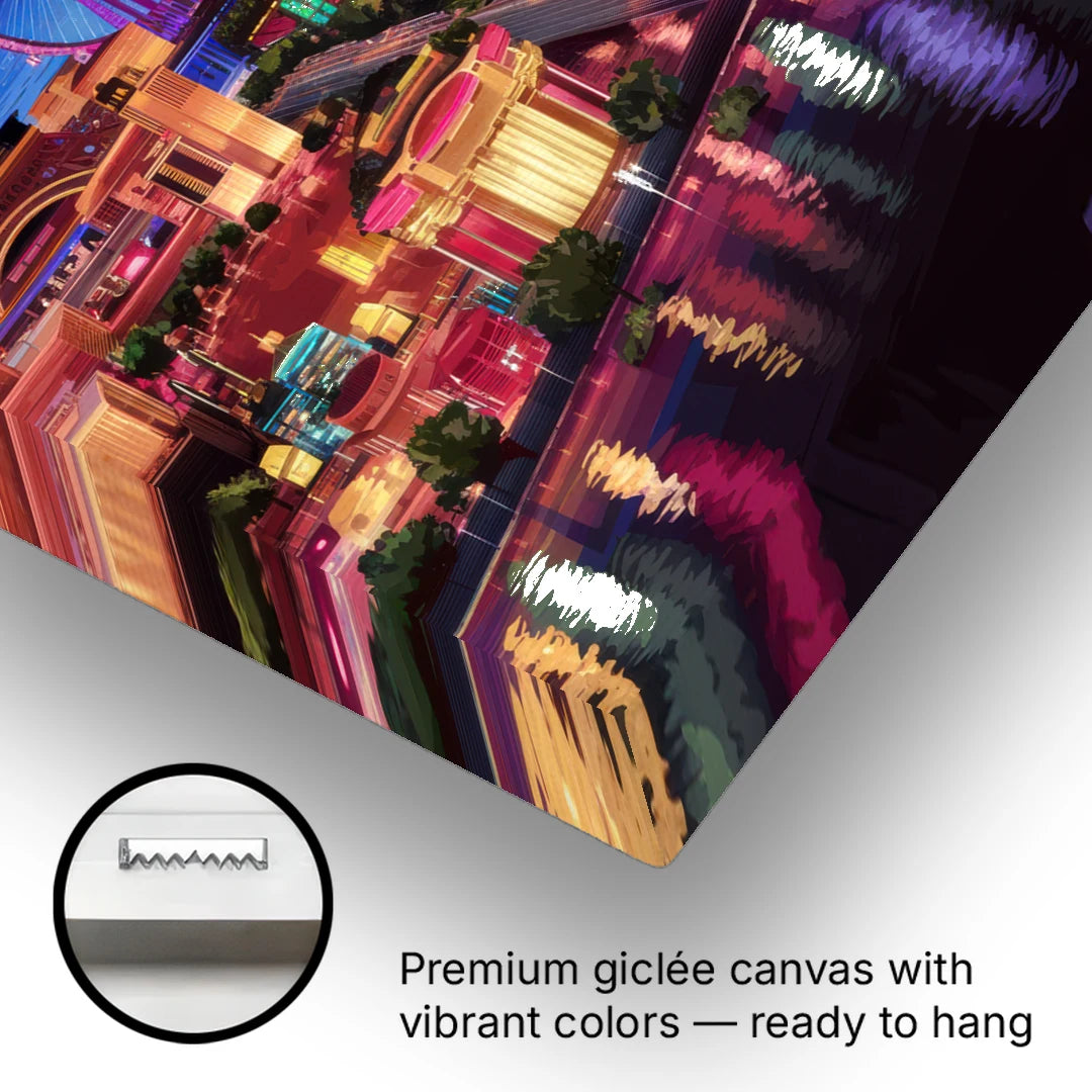 Las Vegas Skyline Panorama - Canvas Wall Art - Gallery Wrap Corner