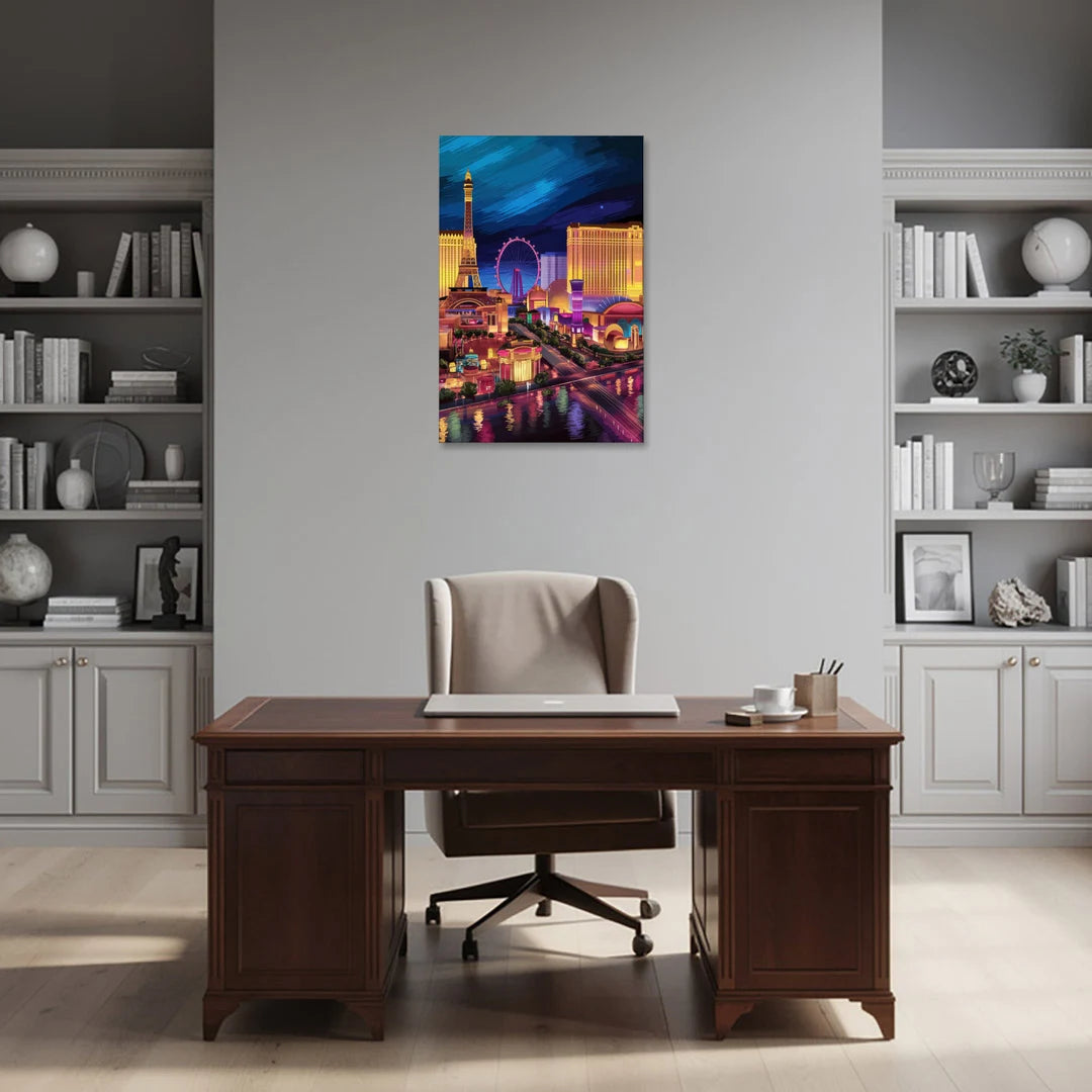Las Vegas Skyline Panorama - Canvas Wall Art - Office - 24x36