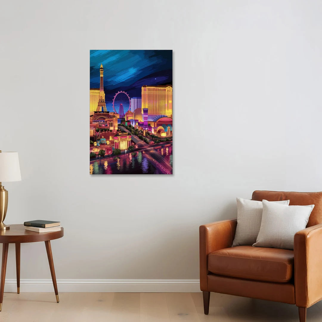 Las Vegas Skyline Panorama - Canvas Wall Art - Sofa - 24x36