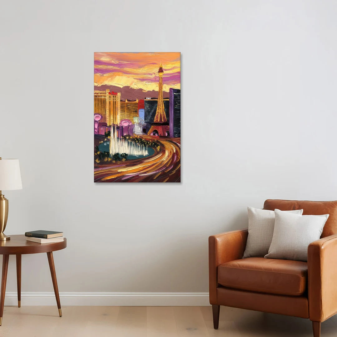 Las Vegas Skyline at Sunset - Canvas Wall Art - Sofa - 24x36