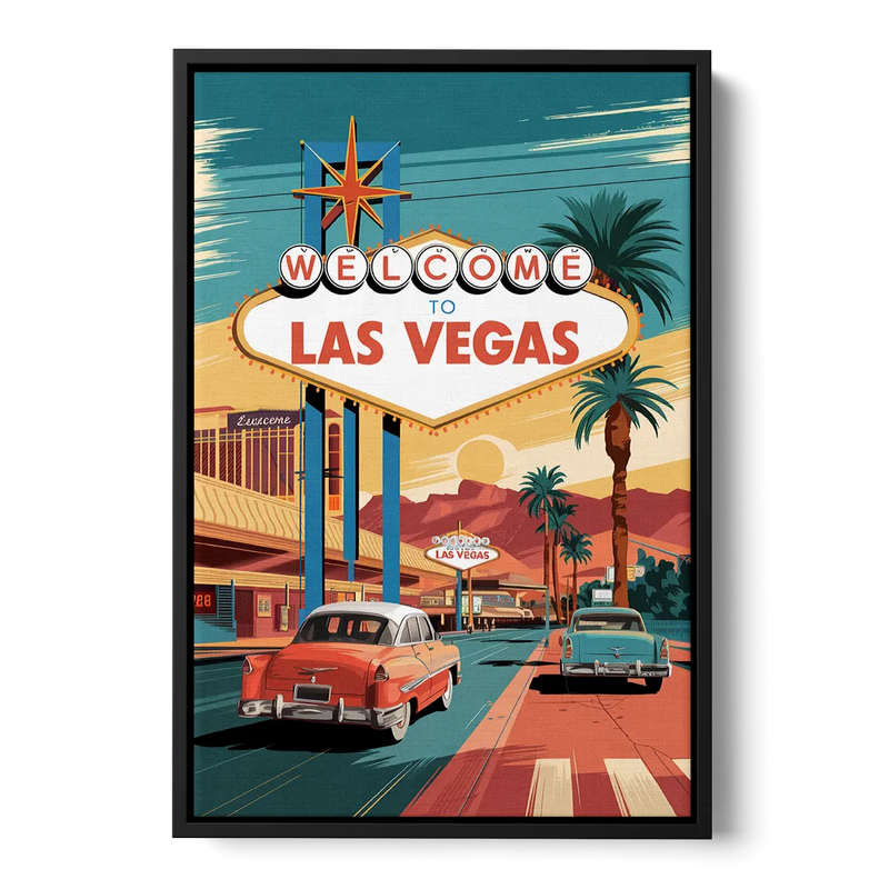 Las Vegas Vintage Vibes Front - Black Canvas Wall Art