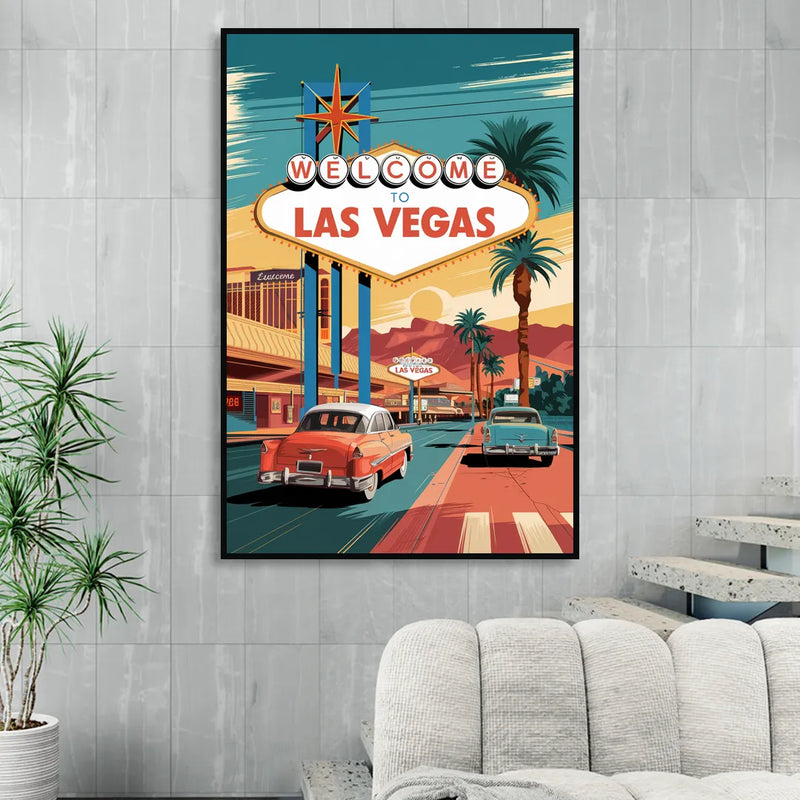 Las Vegas Vintage Vibes Sitting Room - Black Canvas Wall Art