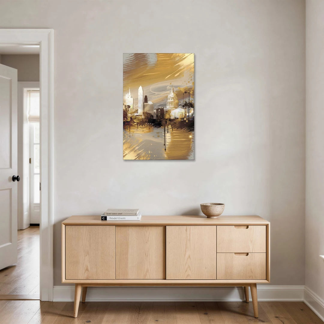Lincoln Downtown Streetscape - Canvas Wall Art - Coffee Table - 24x36