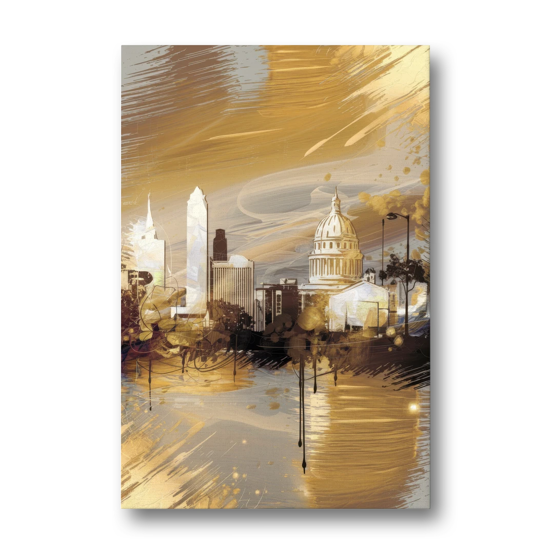 Lincoln Downtown Streetscape - Canvas Wall Art - Front