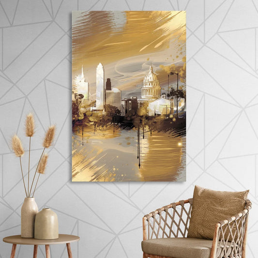 Lincoln Downtown Streetscape Living Room - Canvas Wall Art
