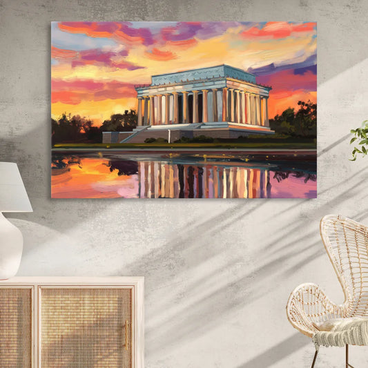 Lincoln Memorial Sunset Living Room - Canvas Wall Art