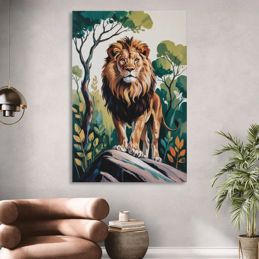 Lion in Harmony Living Room - Canvas Wall Art