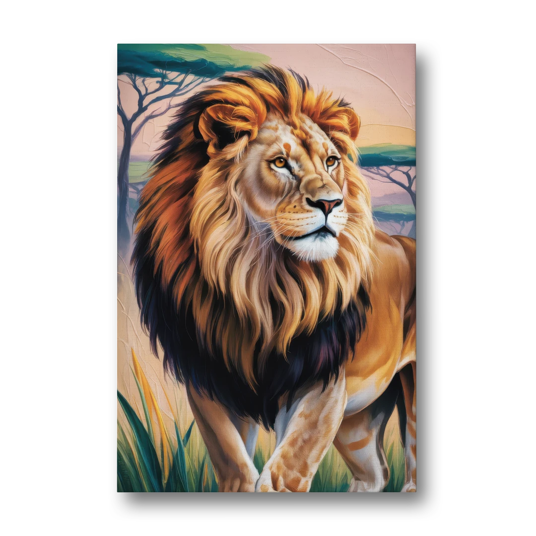 Lion in Tribal Art - Canvas Wall Art - Front