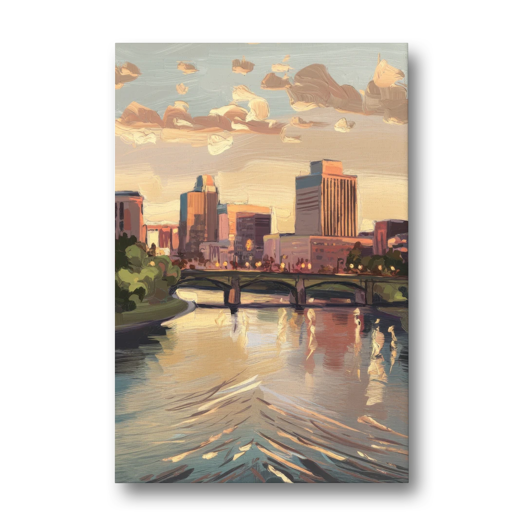 Little Rock Downtown Panorama - Canvas Wall Art - Front