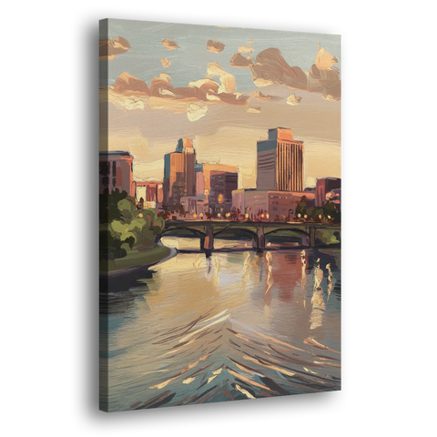 Little Rock Downtown Panorama - Canvas Wall Art