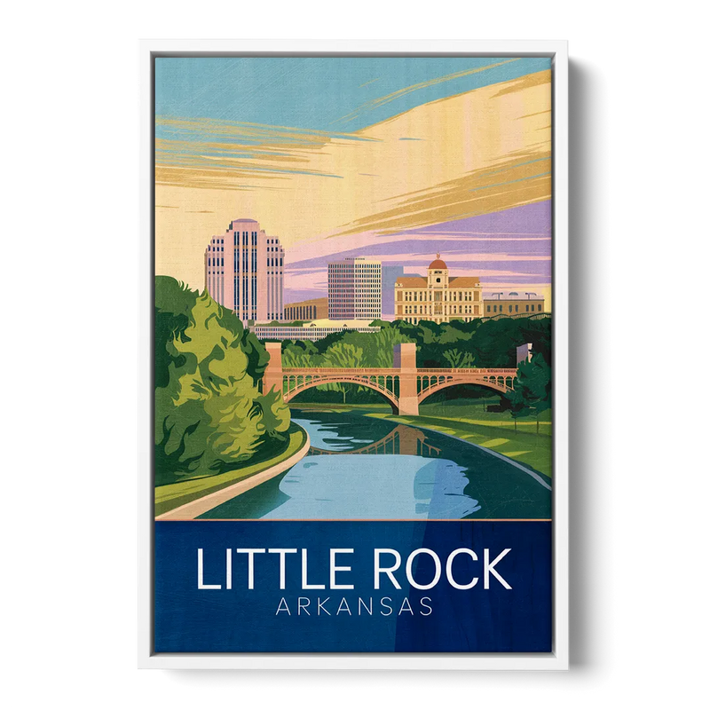 Little Rock Historic Landmarks Front - White Canvas Wall Art