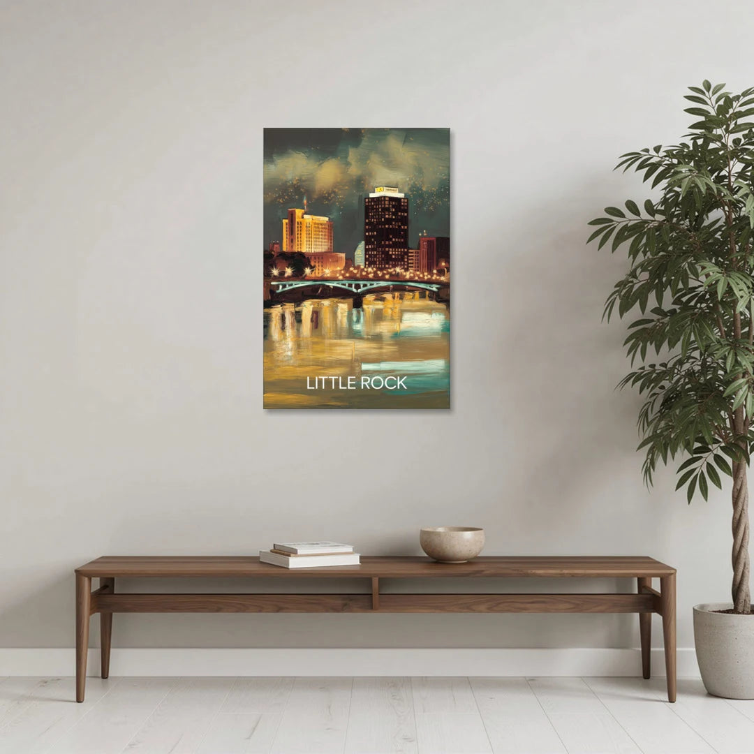 Little Rock Nighttime Skyline - Canvas Wall Art - Coffee Table - 24x36