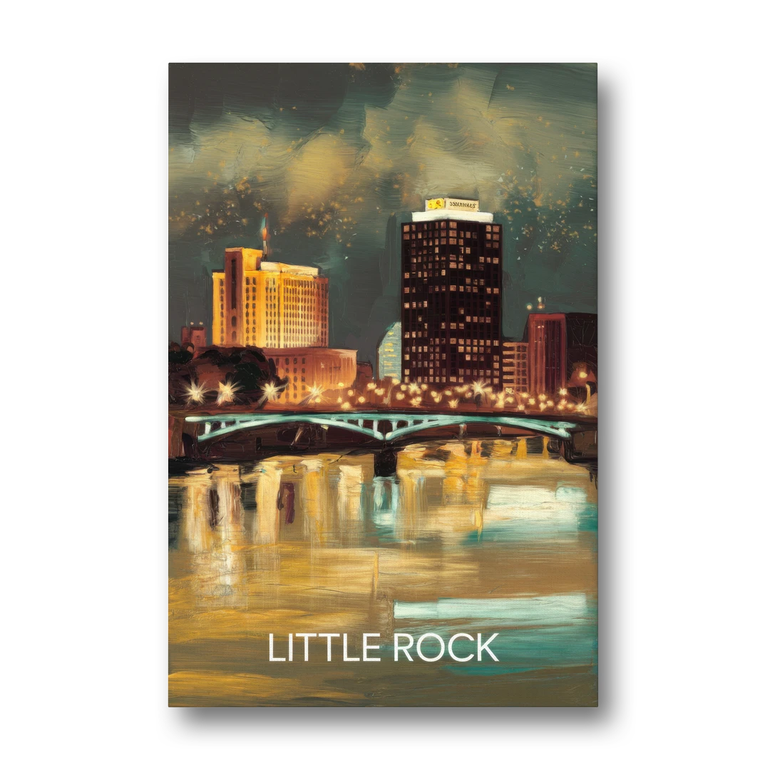 Little Rock Nighttime Skyline - Canvas Wall Art - Front