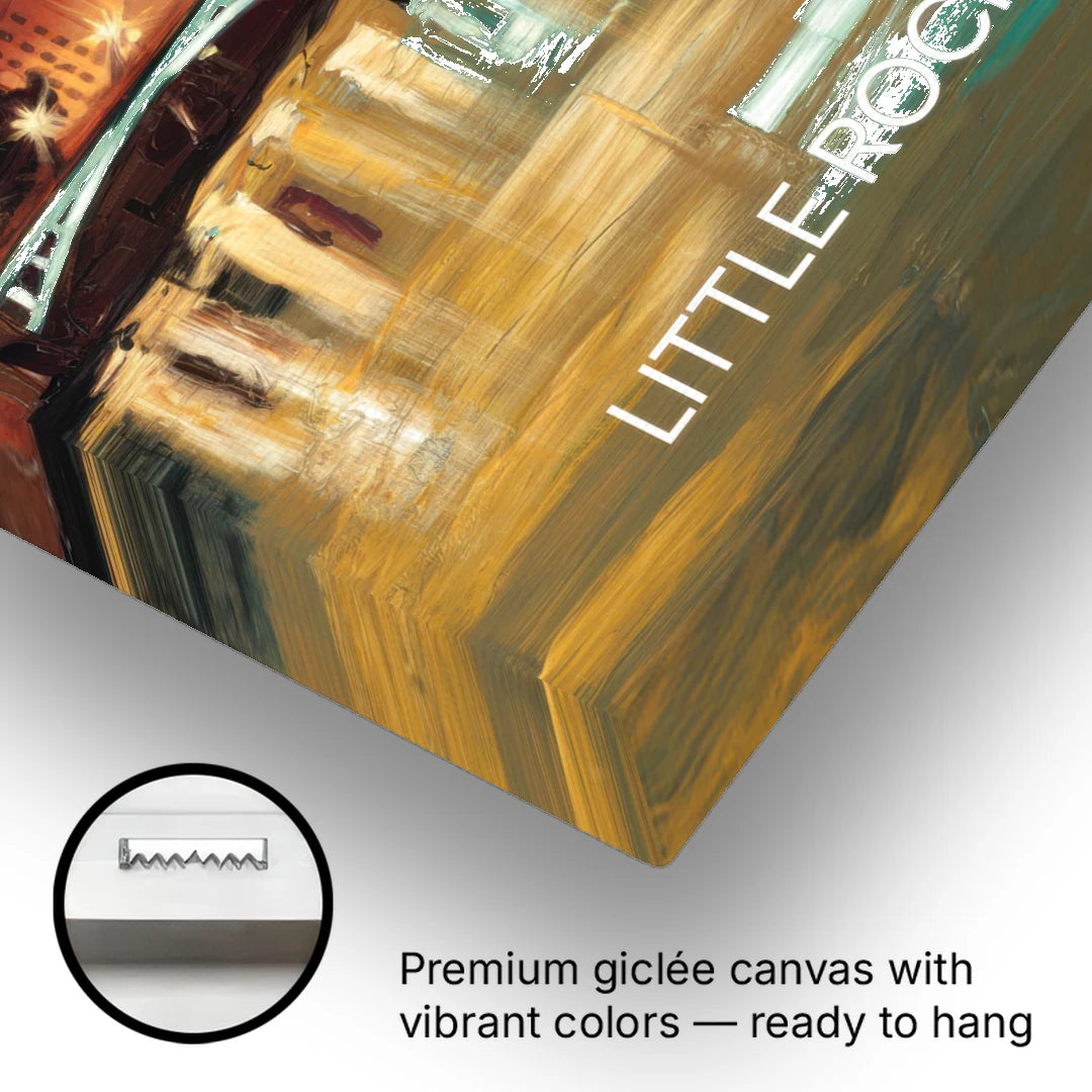 Little Rock Nighttime Skyline - Canvas Wall Art - Gallery Wrap Corner