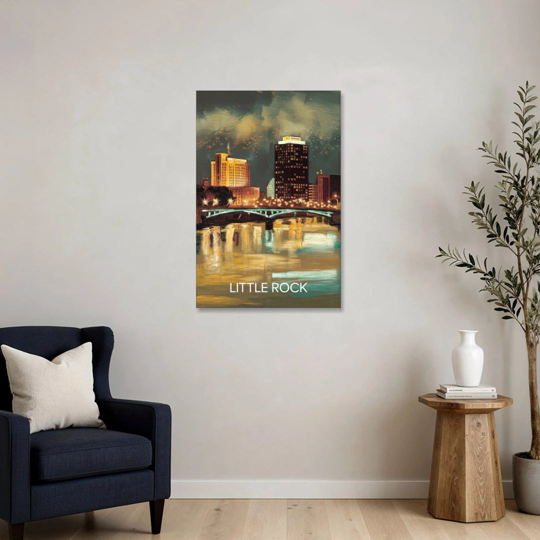 Little Rock Nighttime Skyline - Canvas Wall Art - Sofa - 24x36
