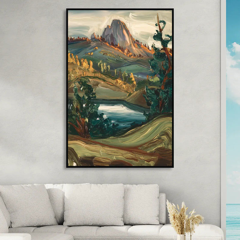 Little Rock Pinnacle Mountain Living Room - Black Canvas Wall Art