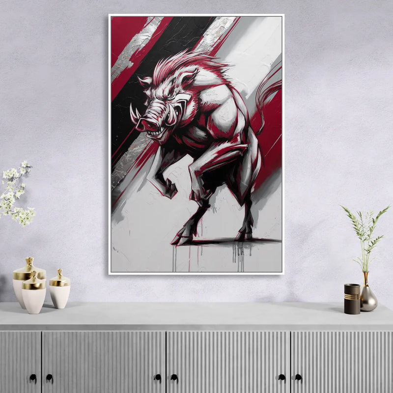 Little Rock Razorbacks Tribute Living Room - White Canvas Wall Art