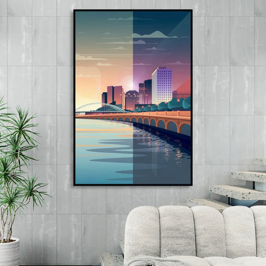 Little Rock Scenic Riverfront Living Room - Black Canvas Wall Art