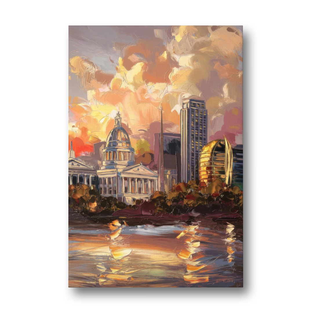 Little Rock Skyline at Sunset - Canvas Wall Art - Front
