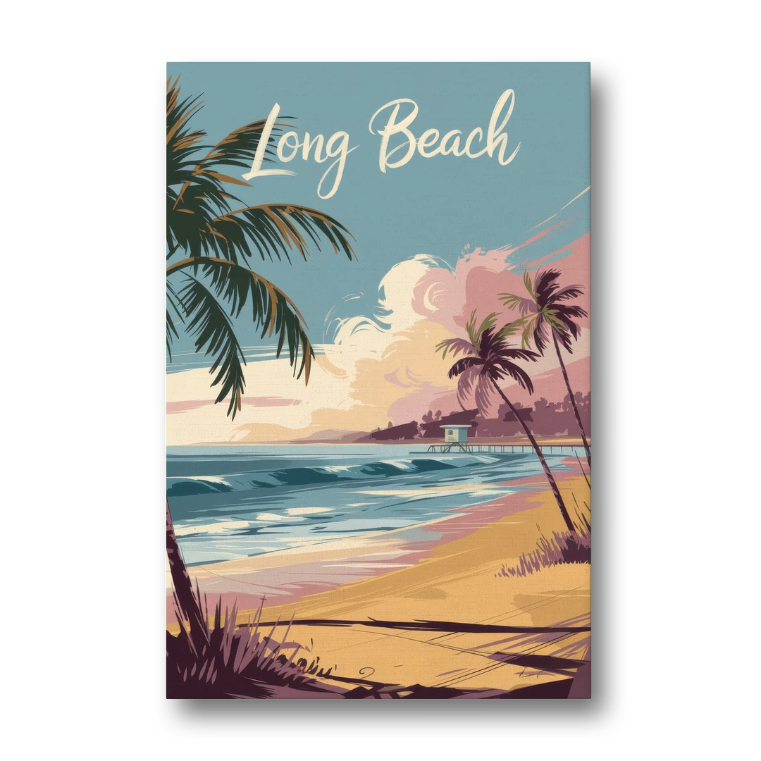 Long Beach California Coastal Scene - Canvas Wall Art - Front