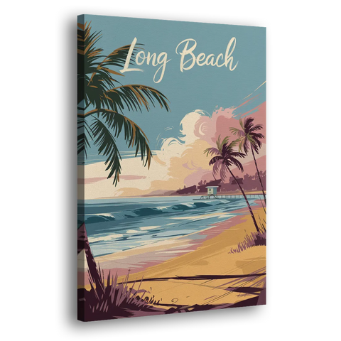 Long Beach California Coastal Scene - Canvas Wall Art