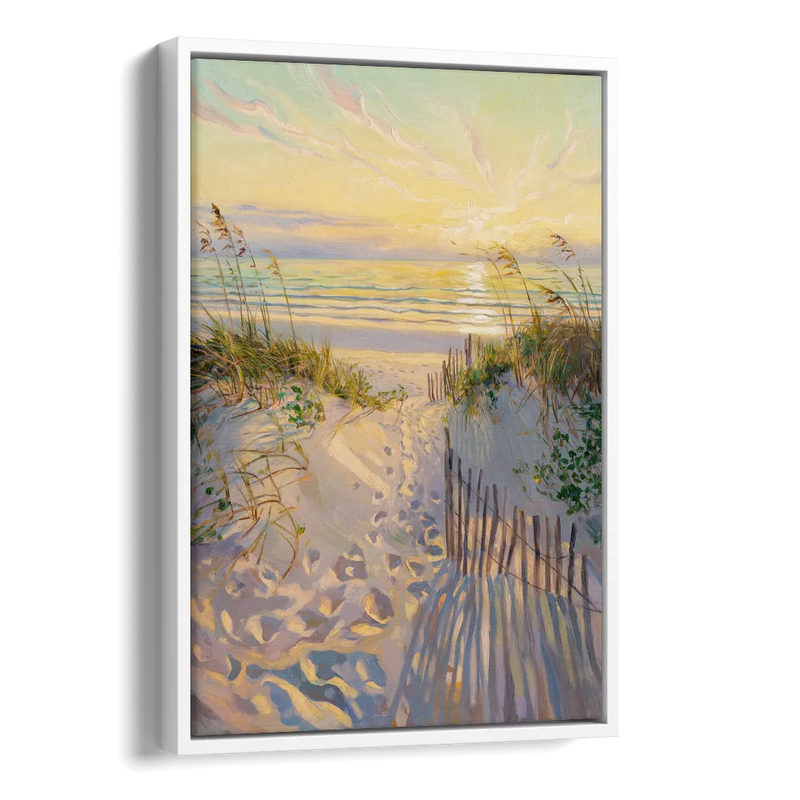 Long Beach Island Sunrise Glow Side - White Canvas Wall Art