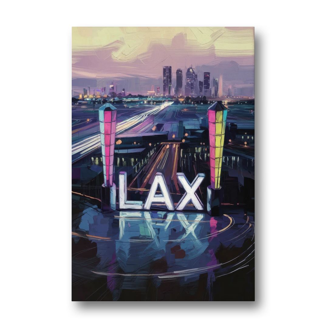 Los Angeles Airport Aerial View - Canvas Wall Art - Front