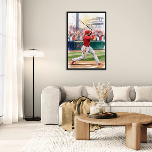 Los Angeles Angels Championship Game - Living Room Black Frame Canvas