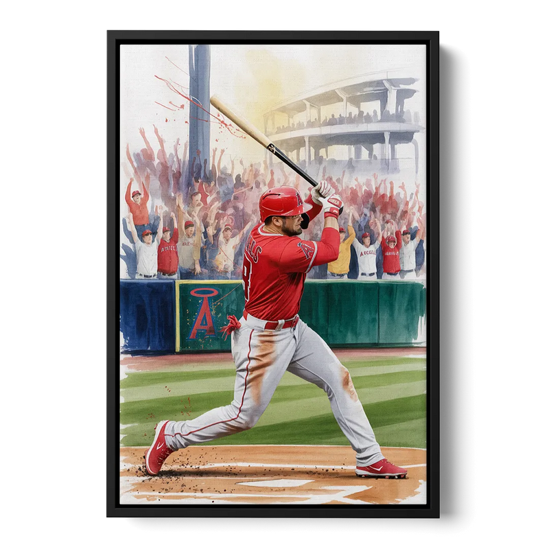 Los Angeles Angels Championship Game Front - Black Canvas Wall Art