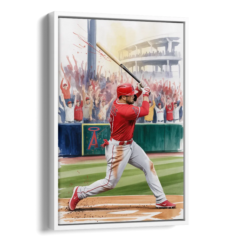 Los Angeles Angels Championship Game Side - White Canvas Wall Art