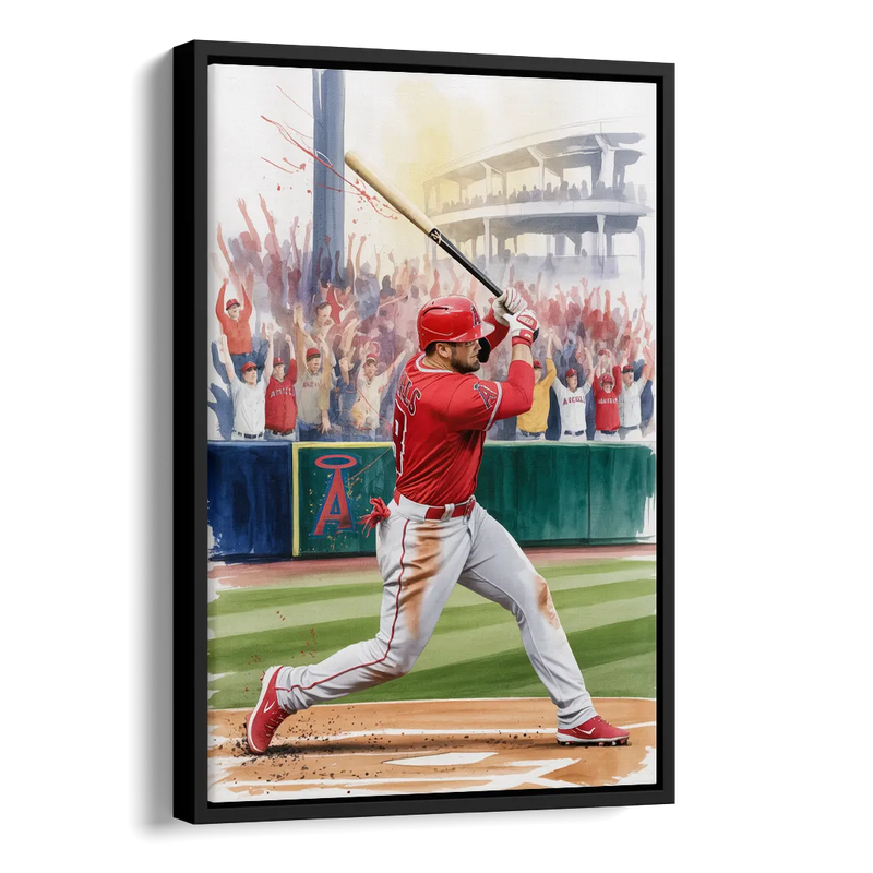 Los Angeles Angels Championship Game Side - Black Canvas Wall Art