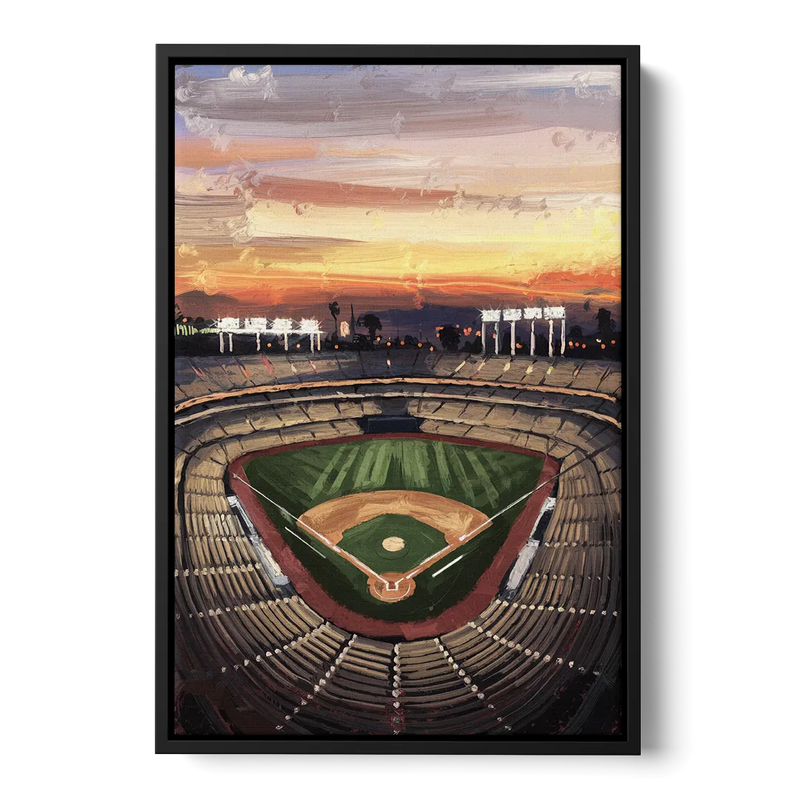 Los Angeles Angels Stadium Front - Black Canvas Wall Art