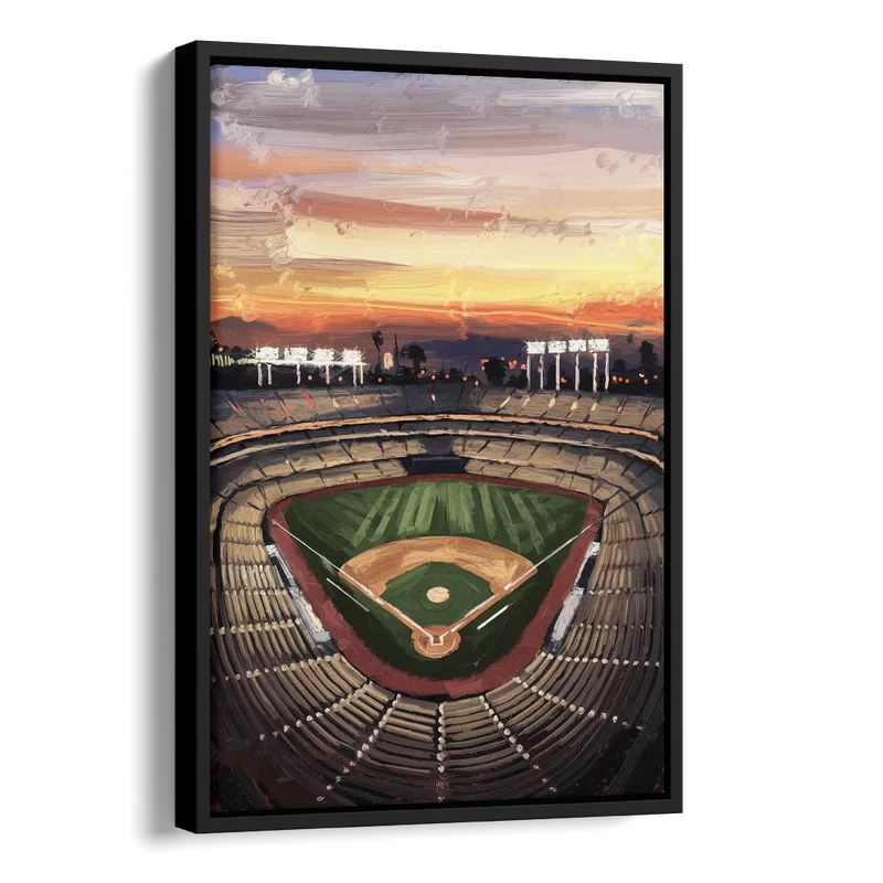 Los Angeles Angels Stadium Side - Black Canvas Wall Art