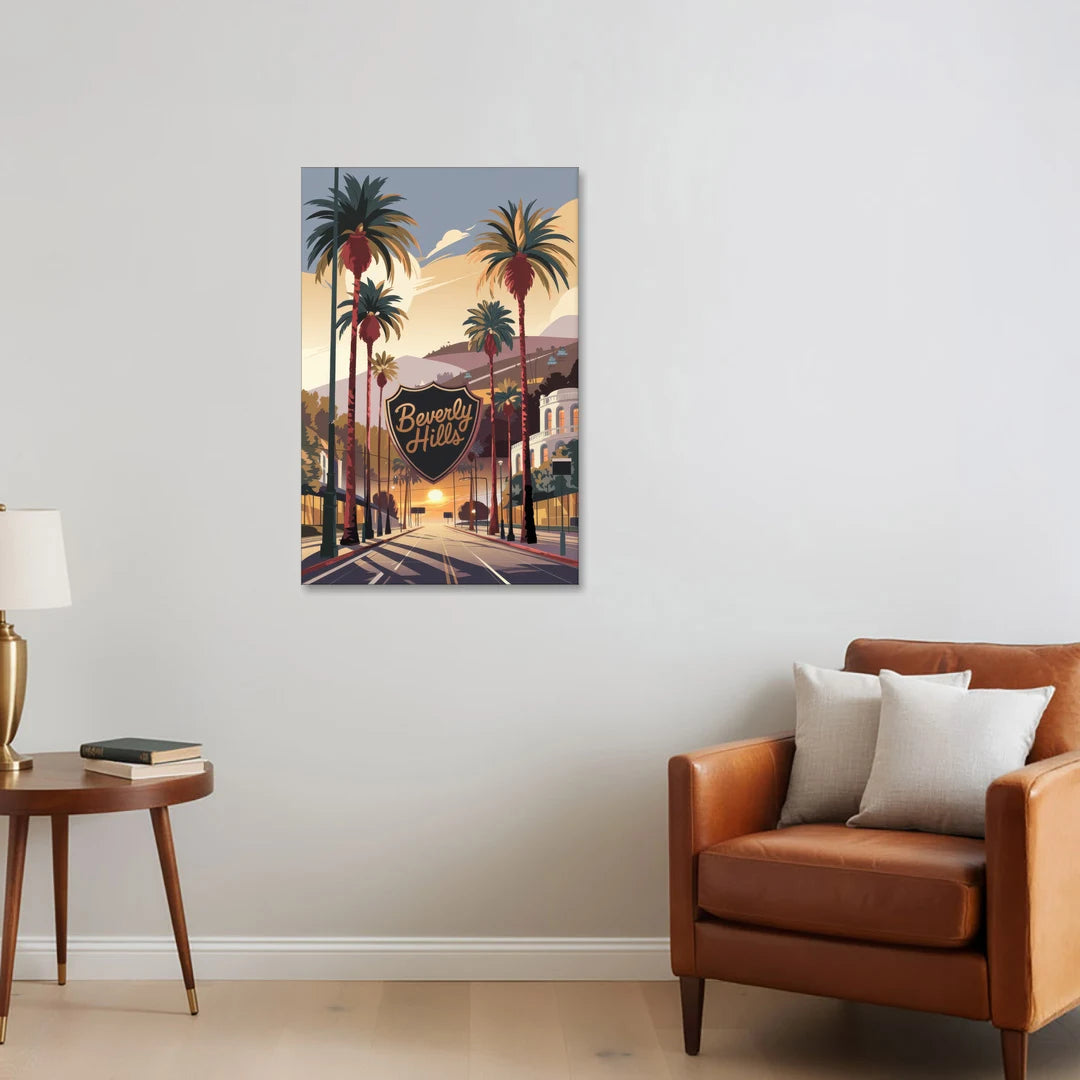 Los Angeles Beverly Hills Charm - Canvas Wall Art - Sofa - 24x36