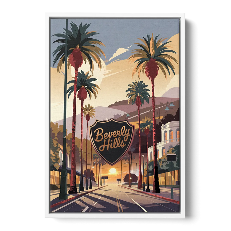 Los Angeles Beverly Hills Charm Front - White Canvas Wall Art