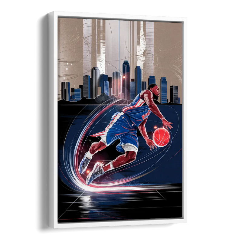 Los Angeles Clippers Basketball Side - White Canvas Wall Art