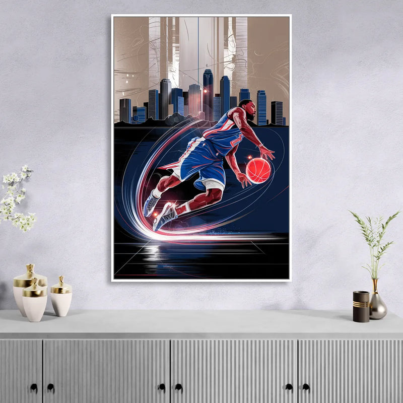Los Angeles Clippers Basketball Sitting Room - White Canvas Wall Art
