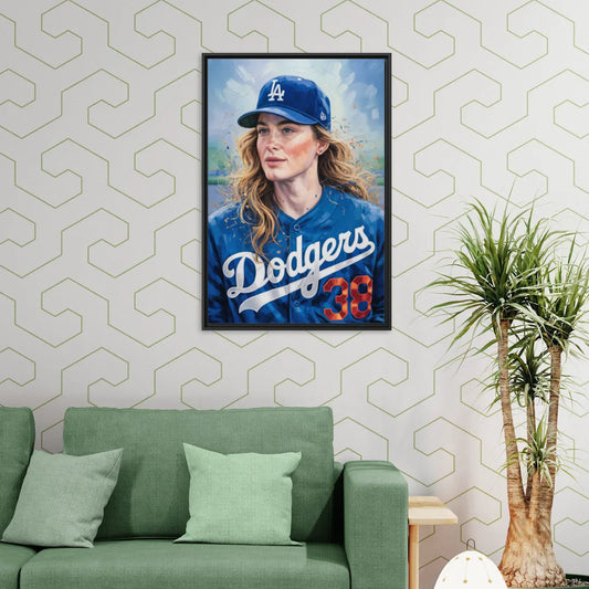 Los Angeles Dodgers Double Play - Living Room Black Frame Canvas
