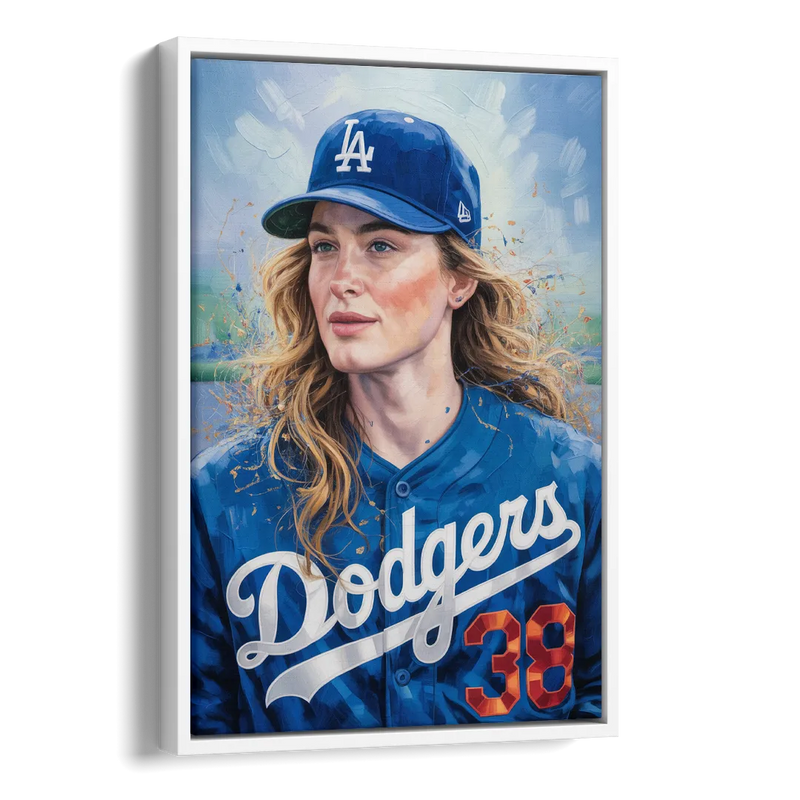 Los Angeles Dodgers Double Play Side - White Canvas Wall Art