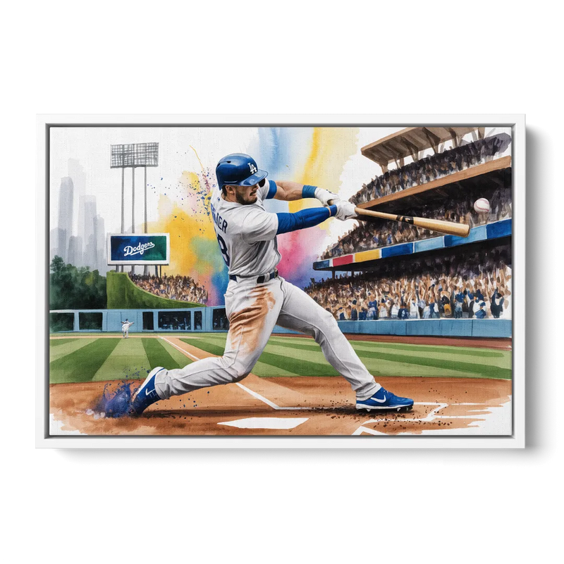 Los Angeles Dodgers Grand Slam Front - White Canvas Wall Art