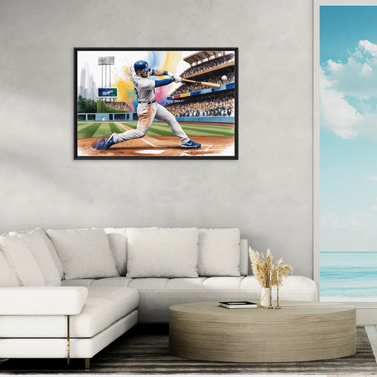 Los Angeles Dodgers Grand Slam - Living Room Black Frame Canvas