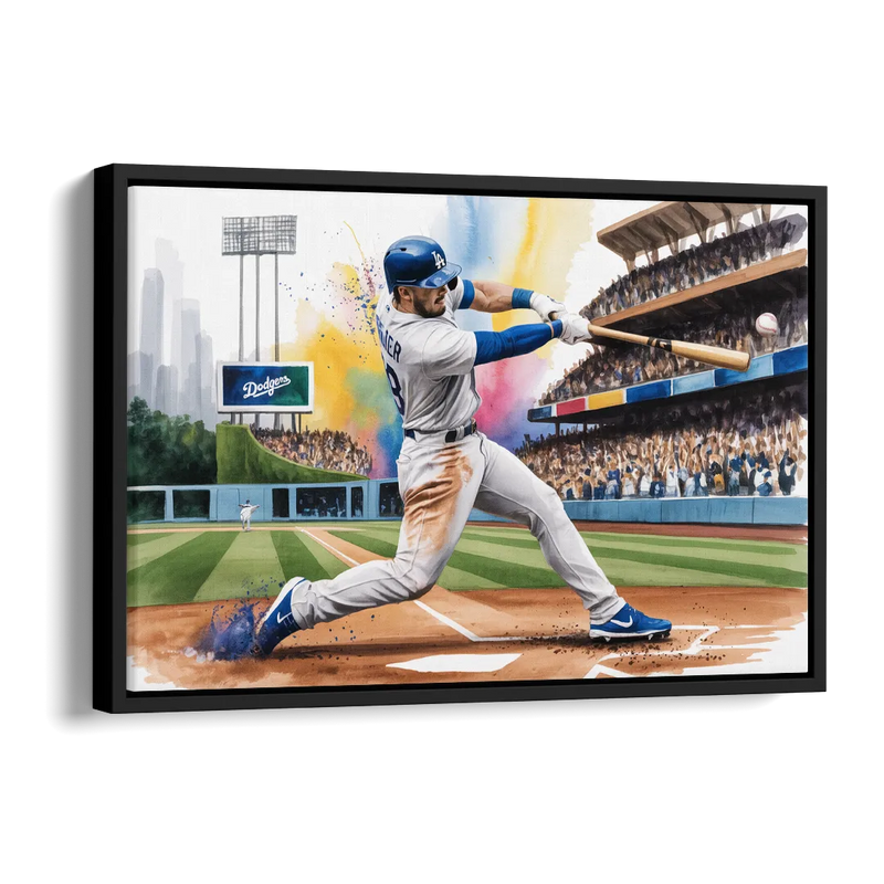 Los Angeles Dodgers Grand Slam Side - Black Canvas Wall Art